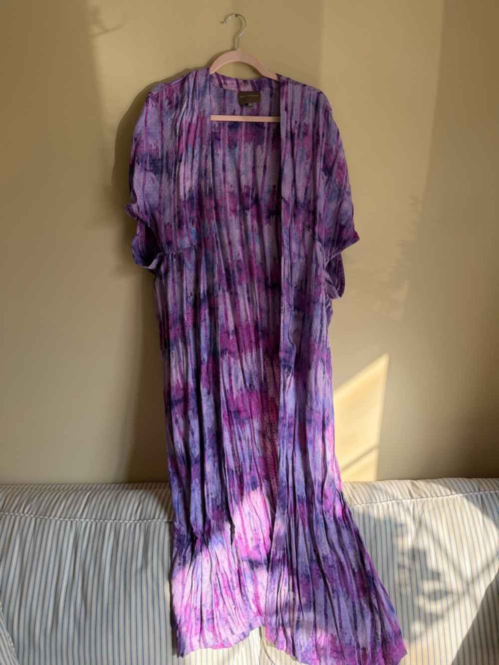 Purple Tie-Dye Open Front Kimono - Women's Lightweight Top